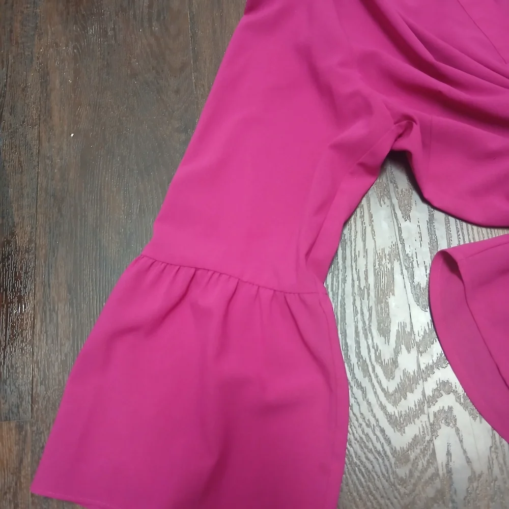 J. Crew Fuchsia V-Neck Bell Sleeve Blouse